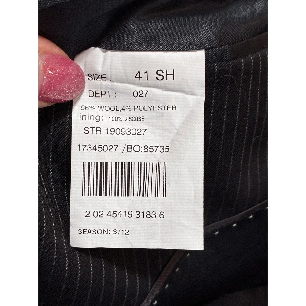 Brooks Brothers 346 Mens 41S Pinstripe Stretch Wool Blazer Suit Jacket Black